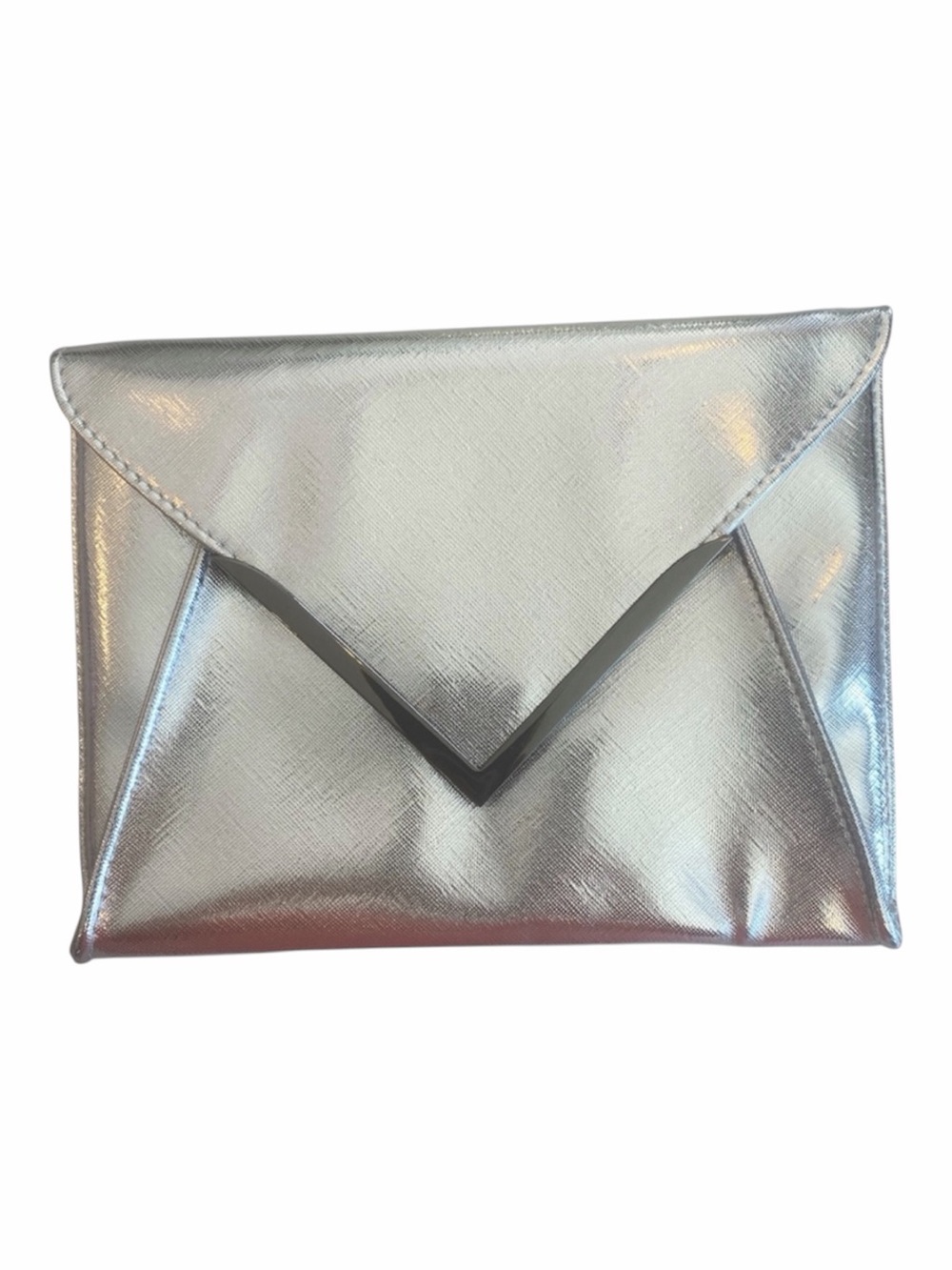 La Prarie clutch silver metallic makeup pouch